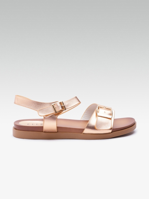 

ELLE Women Rose Gold-Toned Solid Open Toe Flats