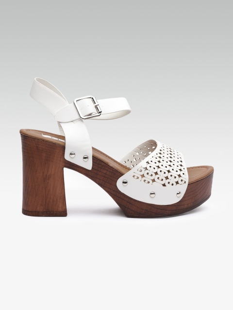

ELLE Women White Cut-Out Platforms
