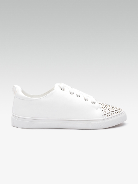 

ELLE Women White Cut-Out Detail Sneakers