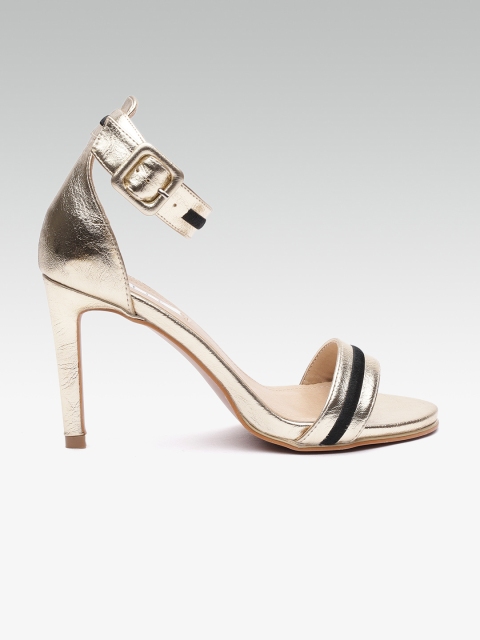 

ELLE Women Gold-Toned Woven Design Heels