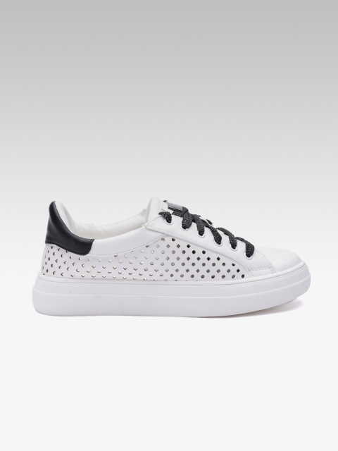 

ELLE Women White Laser-Cut Sneakers