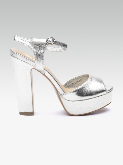 

ELLE Women Silver-Toned Solid Heels