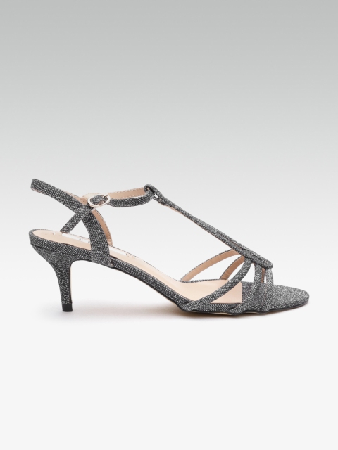 

ELLE Women Gunmetal-Toned Shimmer Heels, Metallic