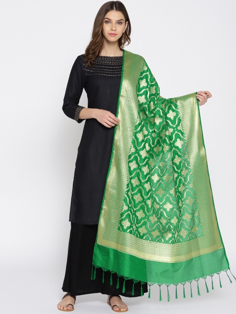 

Banarasi Style Green & Golden Woven Design Dupatta