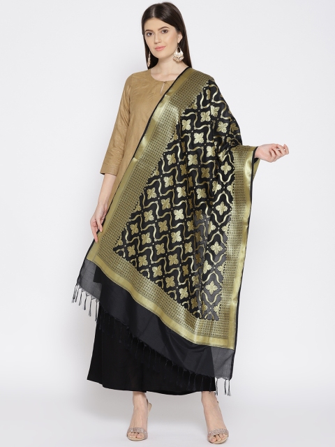 

Banarasi Style Black & Golden Woven Design Dupatta