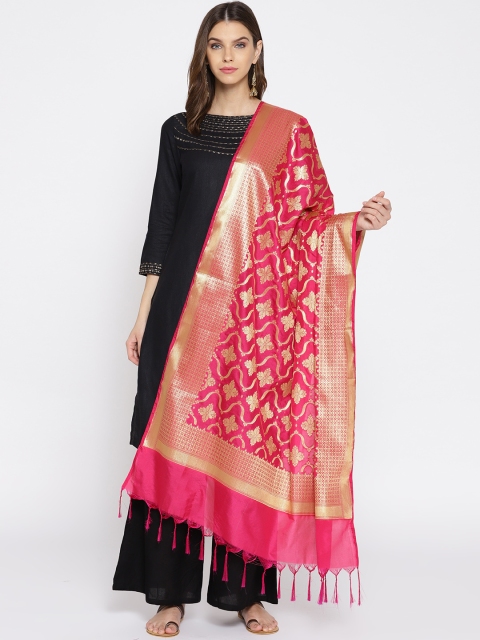 

Banarasi Style Magenta & Golden Woven Design Dupatta