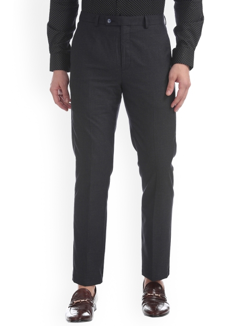 

Arrow New York Men Charcoal Grey Tapered Fit Self Design Regular Trousers