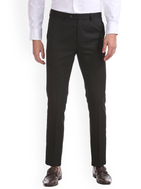 

Arrow New York Men Black Tapered Fit Self Design Regular Trousers
