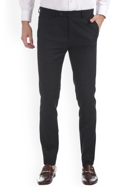 

Arrow New York Men Charcoal Grey Slim Fit Self Design Regular Trousers