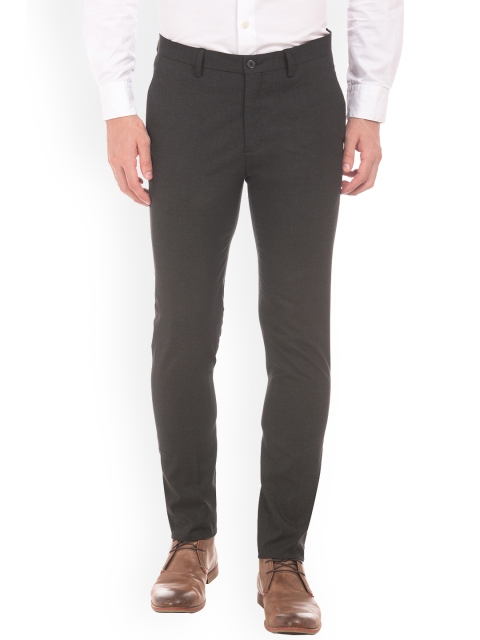 

Arrow New York Men Charcoal Grey Slim Fit Solid Formal Trousers
