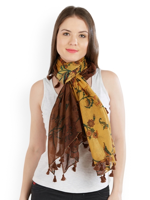 

Vozaf Women Brown & Mustard Yellow Printed Woollen Shawl
