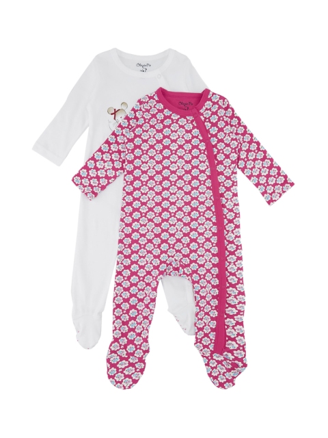 

Chirpie Pie by Pantaloons Girls Pack Of 2 Sleepsuits, Pink