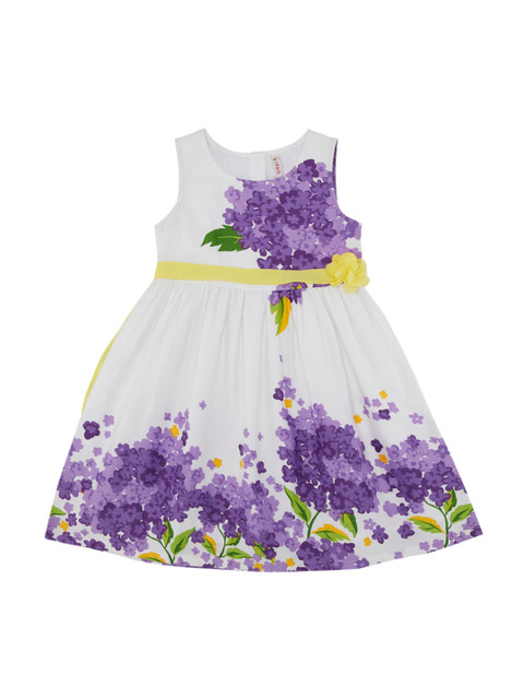 

CHALK by Pantaloons Girls Off-White & Purple Printed Fit and Flare Dress