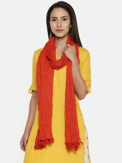 

RANGMANCH BY PANTALOONS Orange Solid Pure Cotton Dupatta