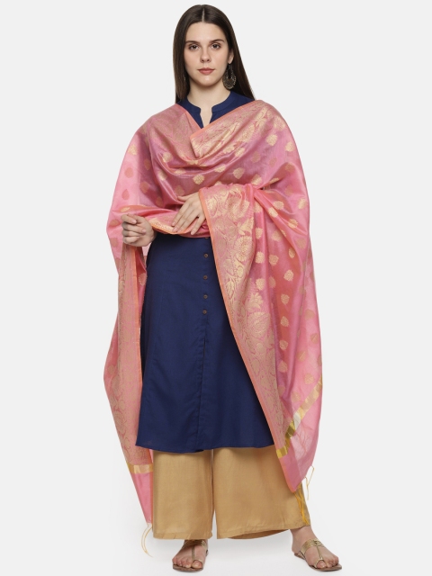 

RANGMANCH BY PANTALOONS Pink & Gold-Toned Printed Dupatta