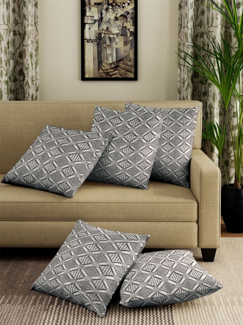 

NEUDIS Brown Set of 5 Geometric Square Cushion Covers