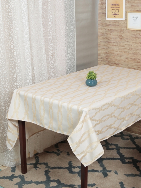 

RANGRAGE Cream-Coloured & Gold-Toned Rectangular Table Cover