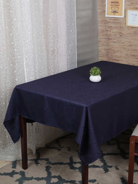 

RANGRAGE Navy Blue Self Design Table Cover