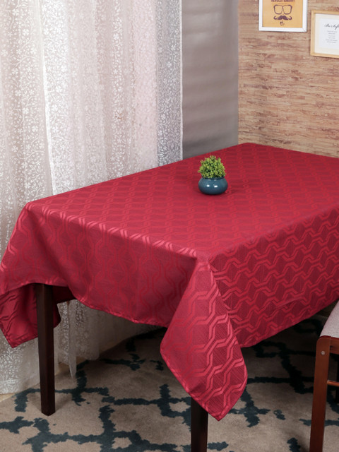 

RANGRAGE Red Self Design Table Cover
