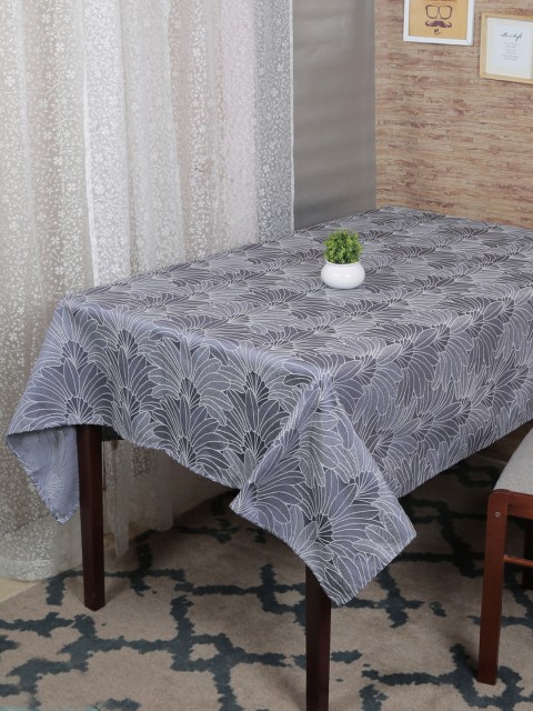 

RANGRAGE White & Grey Embroidered Rectangular Table Cover