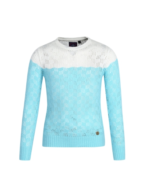 

Cayman Girls Blue & White Colourblocked Pullover