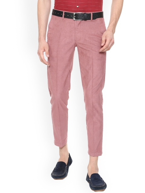 

Allen Solly Men Pink Slim Fit Self Design Regular Trousers