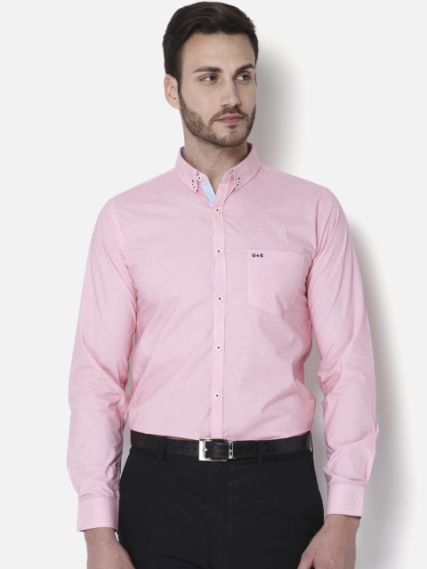 URBAN SCOTTISH Men Red & White Slim Fit Printed Formal Shirt
