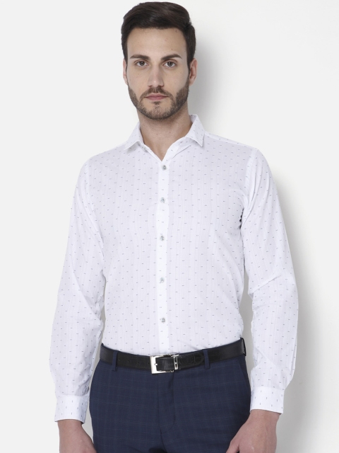 

URBAN SCOTTISH Men White Slim Fit Self Design Formal Shirt
