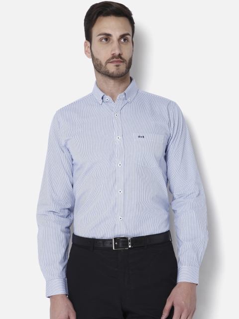 

URBAN SCOTTISH Men Blue Slim Fit Striped Formal Shirt