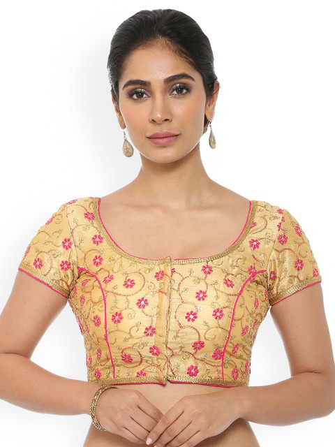 

Soch Gold-Coloured Embroidered Saree Blouse