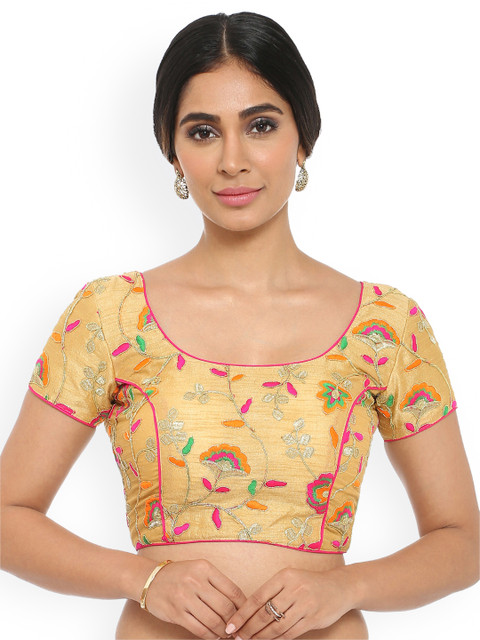 

Soch Gold-Coloured Embroidered Saree Blouse