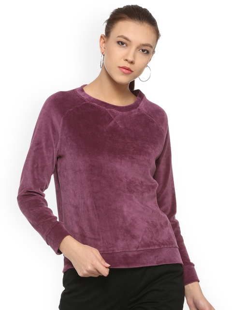 

People Women Burgundy Solid Sweatshirt