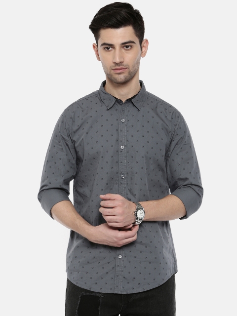 

Breakbounce Men Grey Slim Fit Printed Casual Shirt