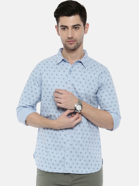 

Breakbounce Men Blue Slim Fit Printed Casual Shirt