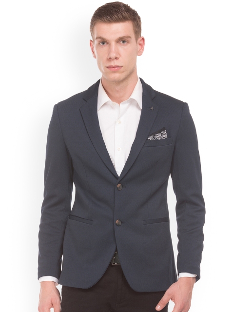 

Arrow New York Men Blue Self-Design Single-Breasted Blazer