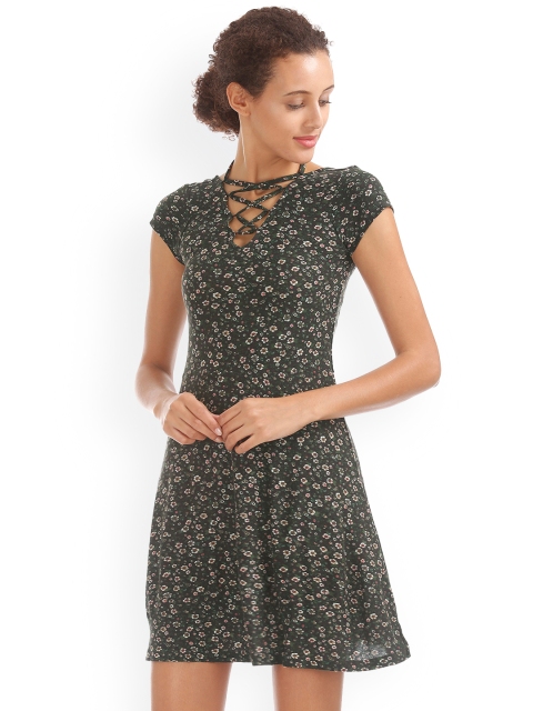 

Aeropostale Women Multicoloured Printed Fit and Flare Dress, Multi