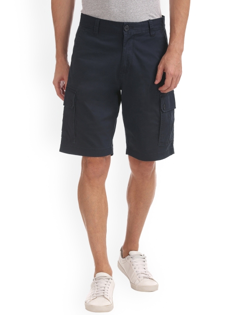 

Aeropostale Men Navy Blue Solid Regular Fit Cargo Shorts