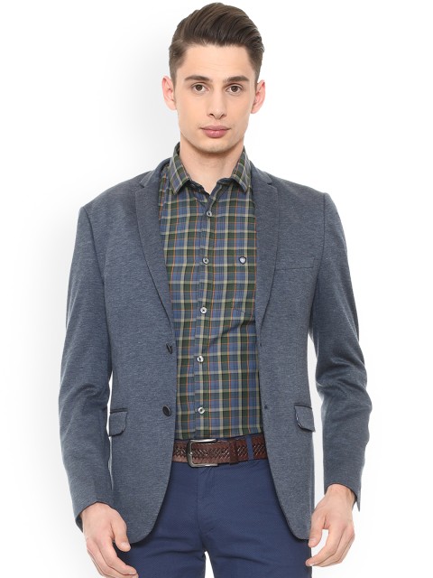 

Van Heusen Sport Blue Solid Slim Fit Single-Breasted Casual Pure Cotton Blazer