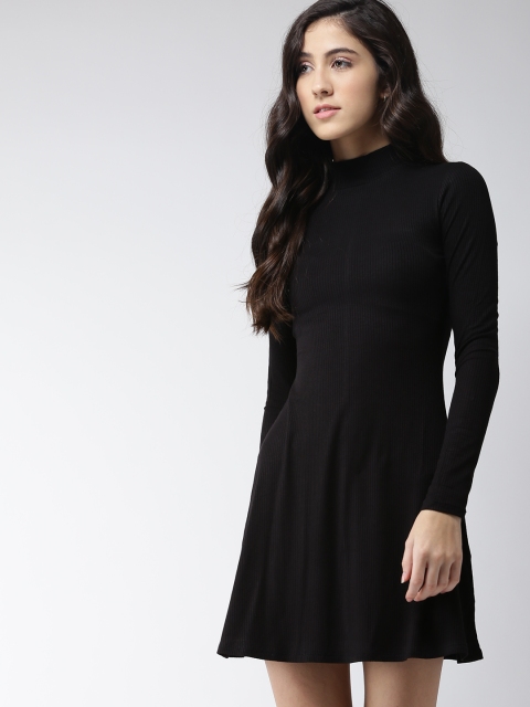 

FOREVER 21 Women Black Solid A-Line Dress