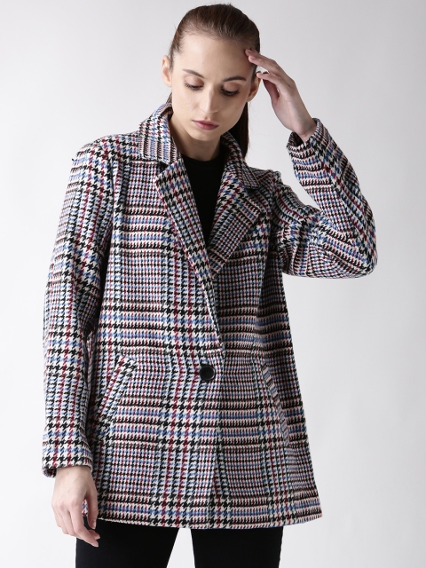 

FOREVER 21 Women Multi-Coloured Self Design Tailored Longline Jacket