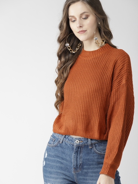

FOREVER 21 Women Mustard Brown Solid Sweater