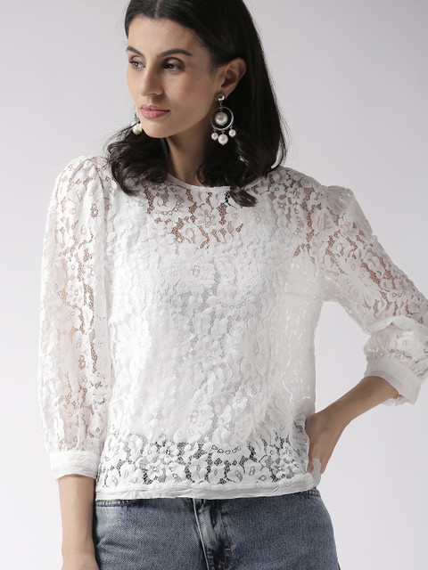 

FOREVER 21 Women White Lace Top