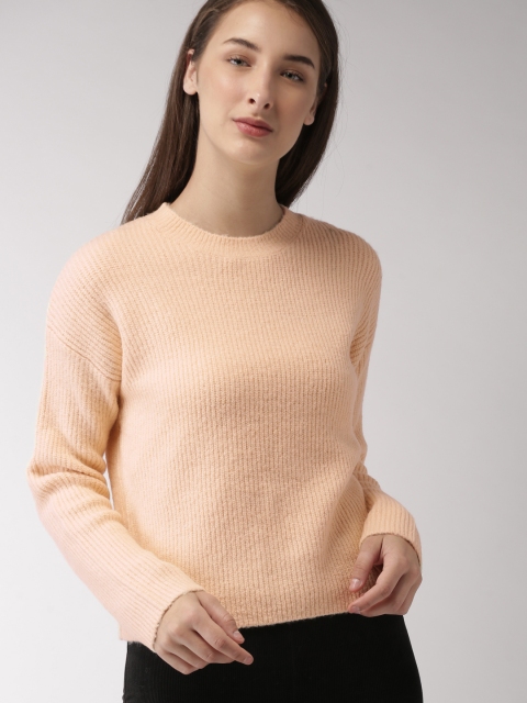 

FOREVER 21 Women Peach-Coloured Solid Pullover
