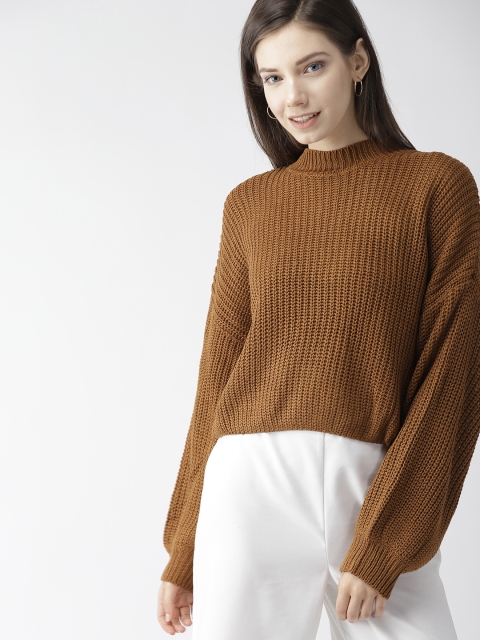 

FOREVER 21 Women Mustard Brown Solid Sweater