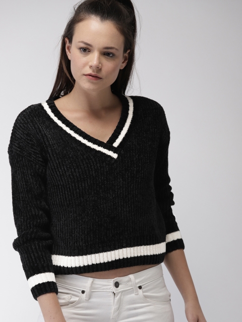 

FOREVER 21 Women Black Solid Pullover
