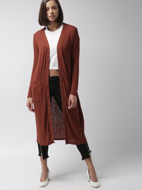 

FOREVER 21 Women Rust Solid Cardigan