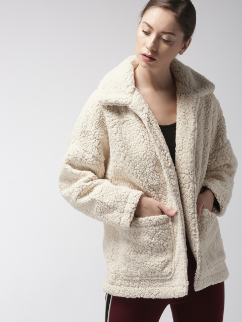 

FOREVER 21 Cream-Coloured Front Open Overcoat