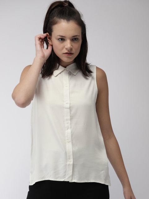 

FOREVER 21 Women White Solid Casual Shirt