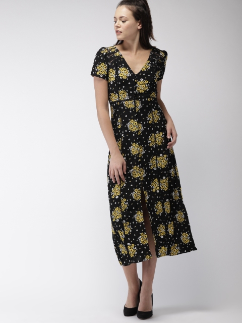 

FOREVER 21 Women Black Printed Fit and Flare Dress