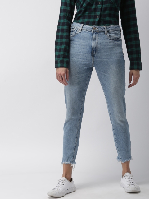 

FOREVER 21 Women Blue Regular Fit High-Rise Clean Look Stretchable Jeans